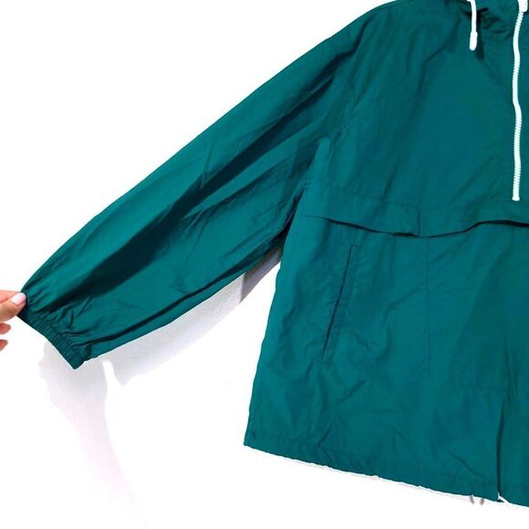 NEW Zara 90s Oversized Nylon Windbreaker Hoodie Quarter Zip Jacket in Teal Small - Picture 6 of 12